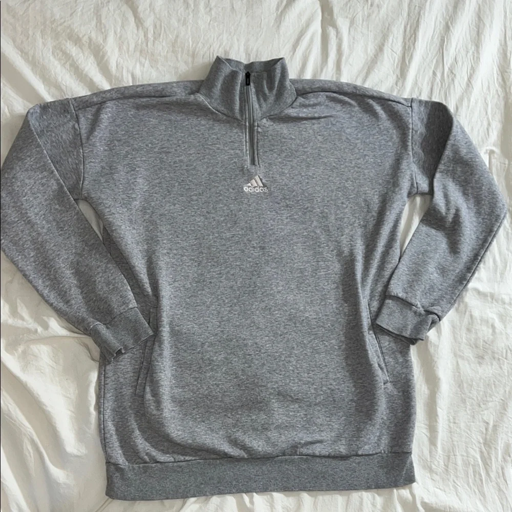 Adidas Women's Essentials Gray Quarter Zip - Picture 1 of 4